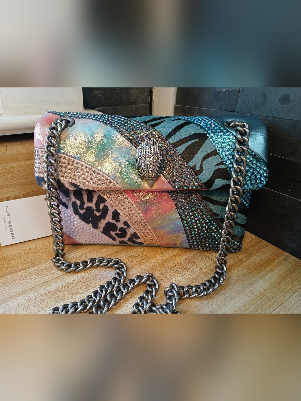 SOLD DO NOT BUY Kurt Geiger NWT Multi Print Kensington W/Silver Hardware&Dustbag - Picture 4 of 8